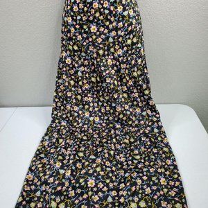 Who What Wear Womens Black Floral Print Tiered
